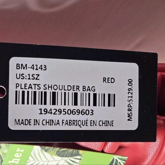 Badgley Mischka Red Ruched Leather Hobo - Picture 4 of 10